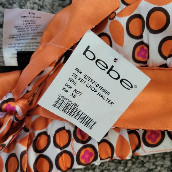 Bebe tie front crop silk halter - Picture 5 of 9